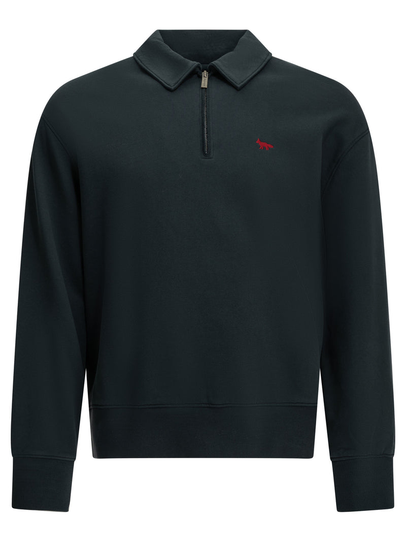 Maison Kitsuné Maison Kitsuné Profile Fox Polo-collar Sweatshirt Blue - World Class Fashion