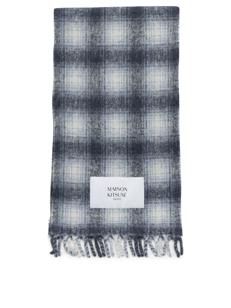 Maison Kitsuné Maison Kitsuné Alpaca Fringed Scarf Blue - World Class Fashion