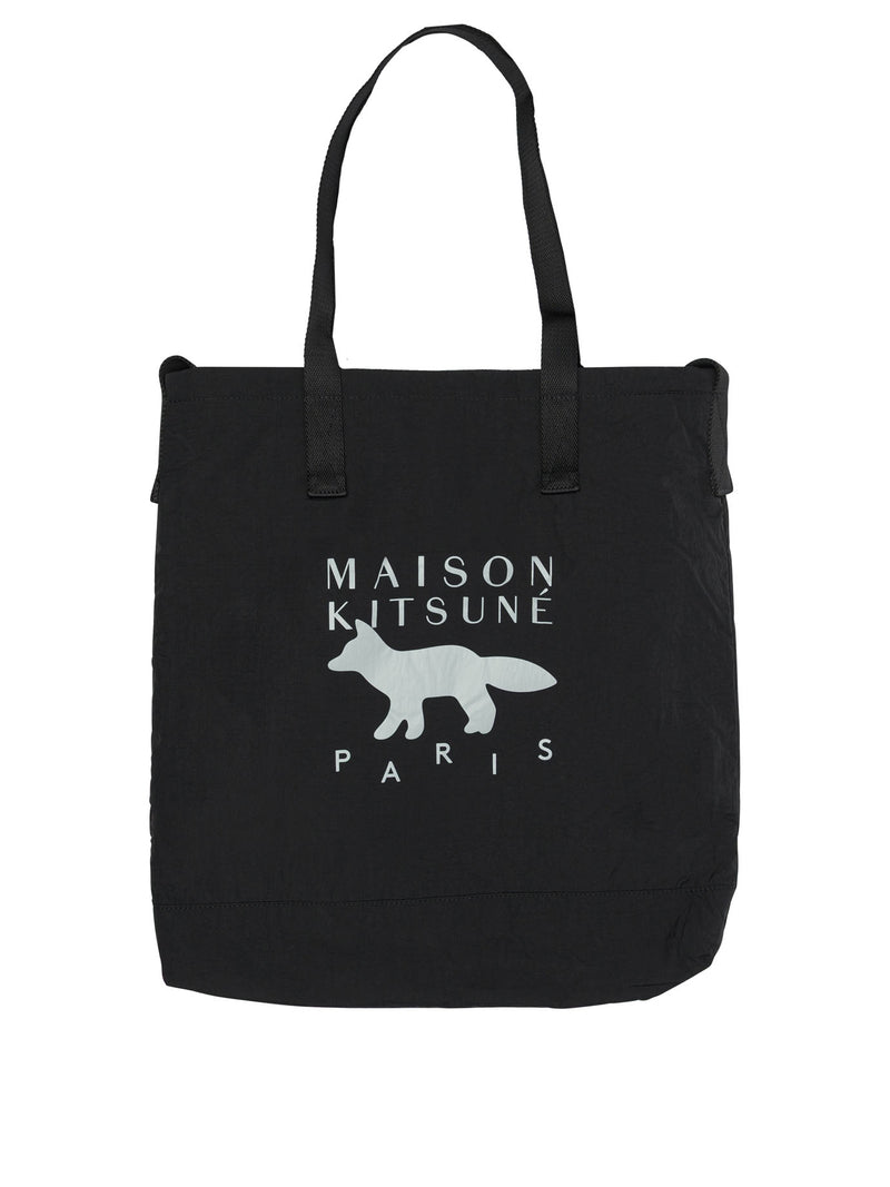 Maison Kitsuné Maison Kitsuné Large Logo Shoulder Bag Black - World Class Fashion