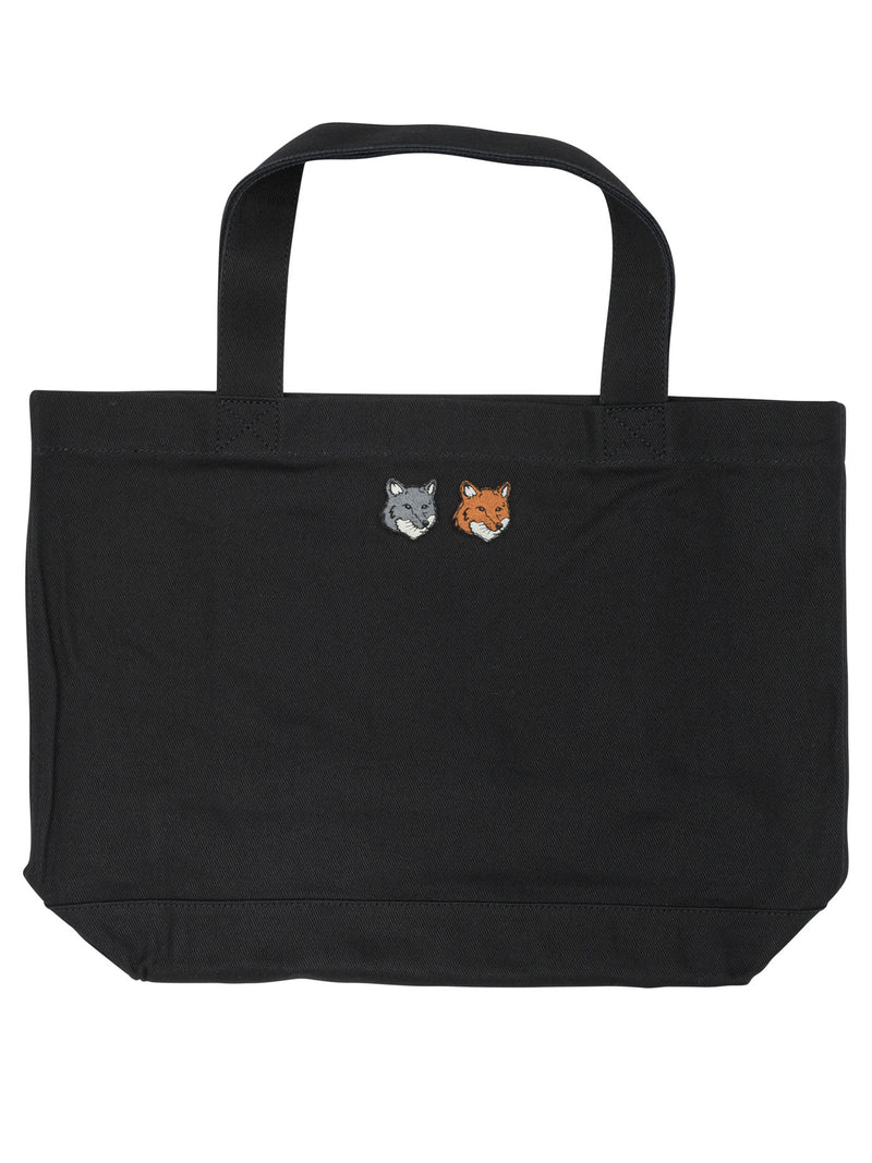 Maison Kitsuné Maison Kitsuné Double Fox Head Large Handbag Grey - World Class Fashion