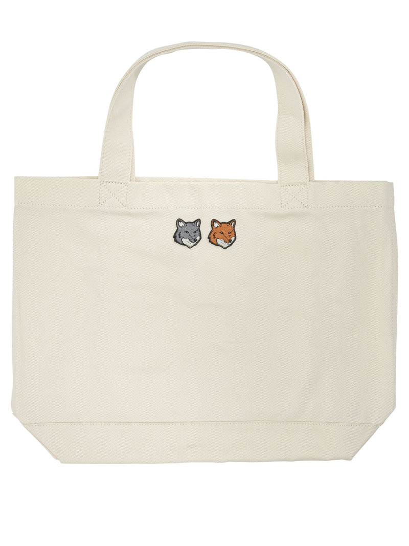 Maison Kitsuné Maison Kitsuné Double Fox Head Large Handbag Beige - World Class Fashion