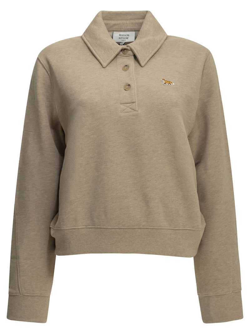 Maison Kitsuné Maison Kitsuné Baby Fox Polo-collar Sweatshirt Beige - World Class Fashion