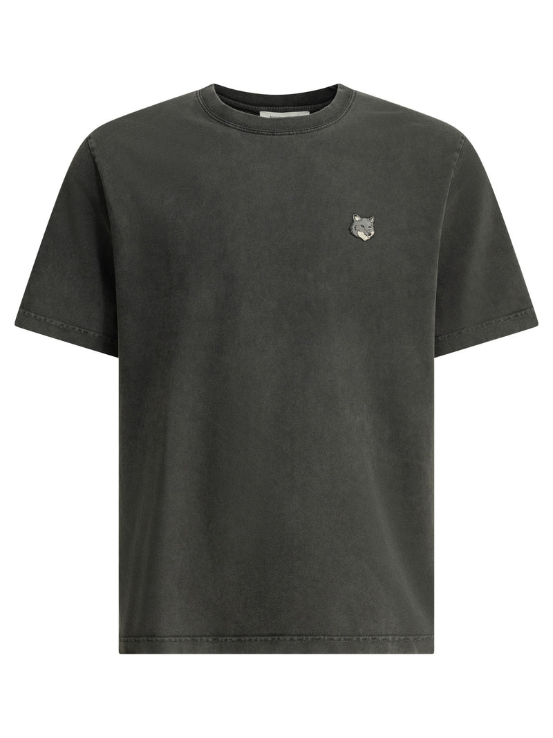 Maison Kitsuné Maison Kitsuné Fox Head Faded Crew-neck T-shirt Black - World Class Fashion
