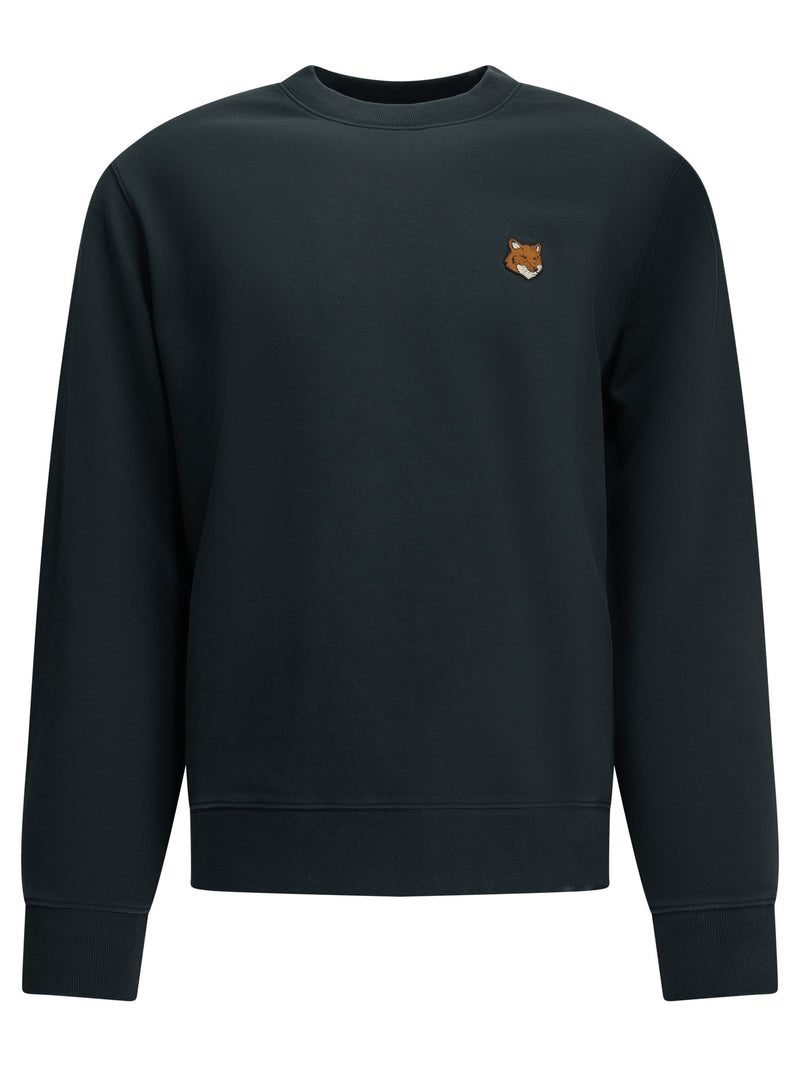 Maison Kitsuné Maison Kitsuné Fox Head Crew-neck Sweatshirt Blue - World Class Fashion