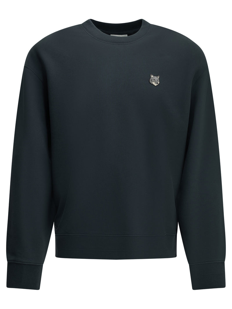 Maison Kitsuné Maison Kitsuné Fox Head Crew Neck Sweatshirt Blue - World Class Fashion