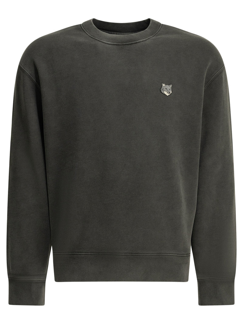 Maison Kitsuné Maison Kitsuné Fox Head Faded Crew Neck Sweatshirt Black - World Class Fashion