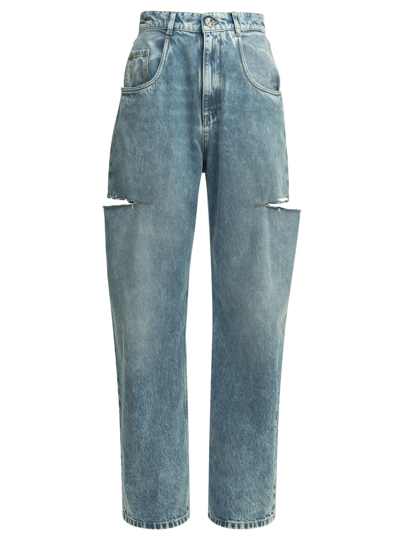 Maison Margiela Maison Margiela Ripped Wide Leg Jeans Blue - World Class Fashion