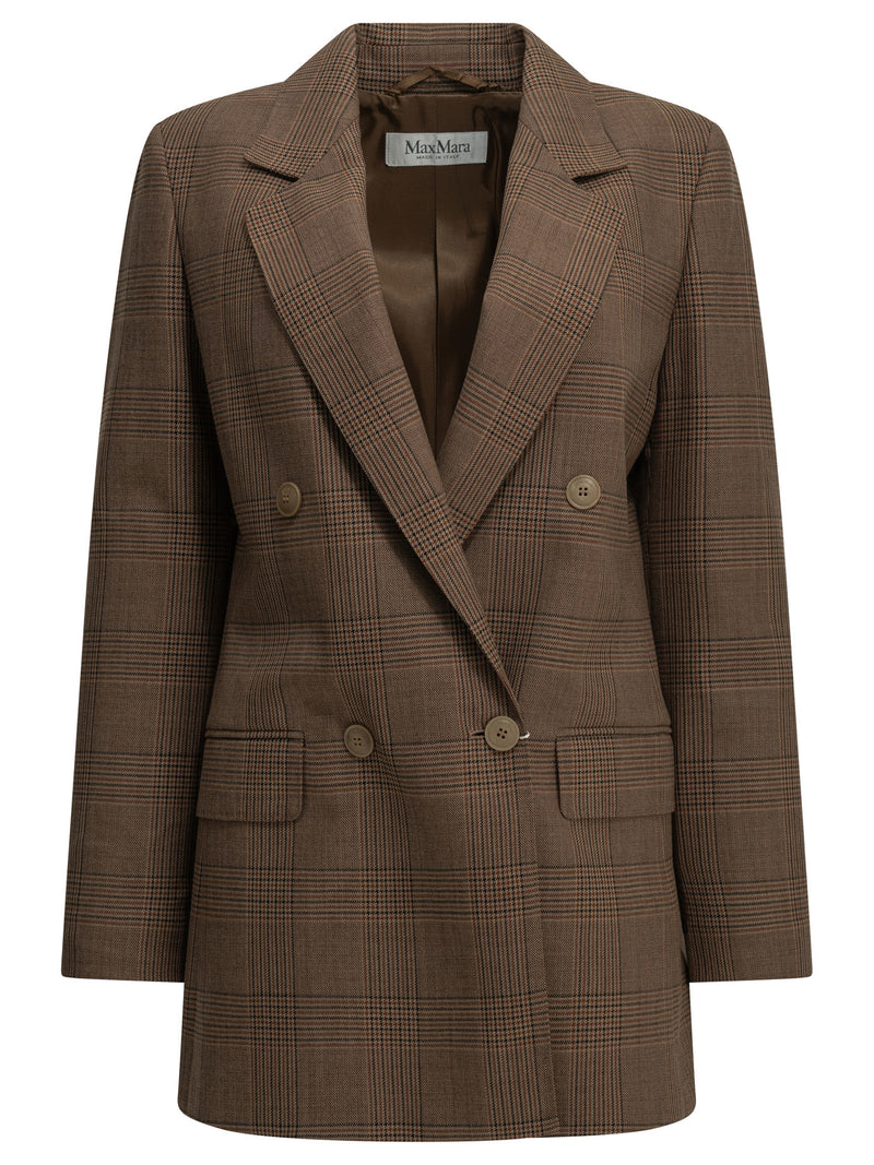 Max Mara Max Mara Double-breasted Wool Blazer Brown - World Class Fashion