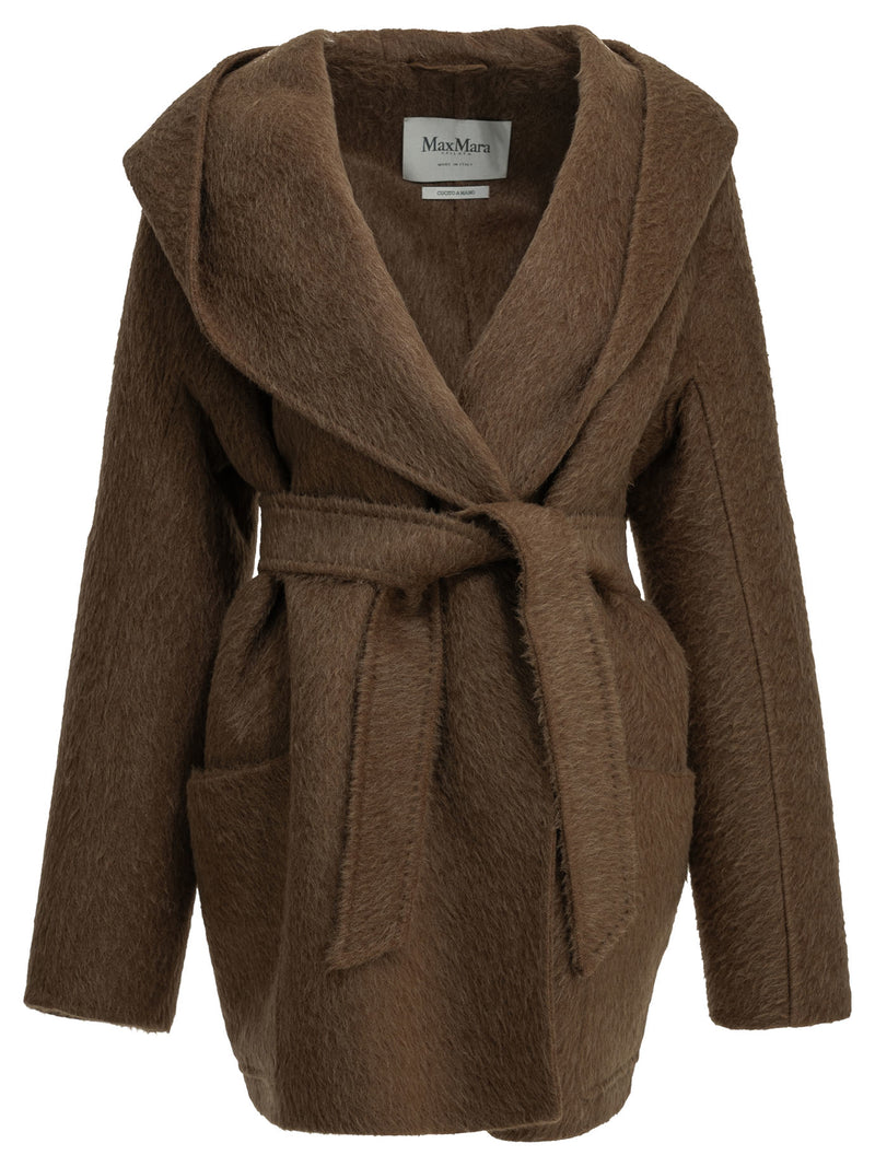 Max Mara Max Mara Short Camel-colored Coat Brown - World Class Fashion