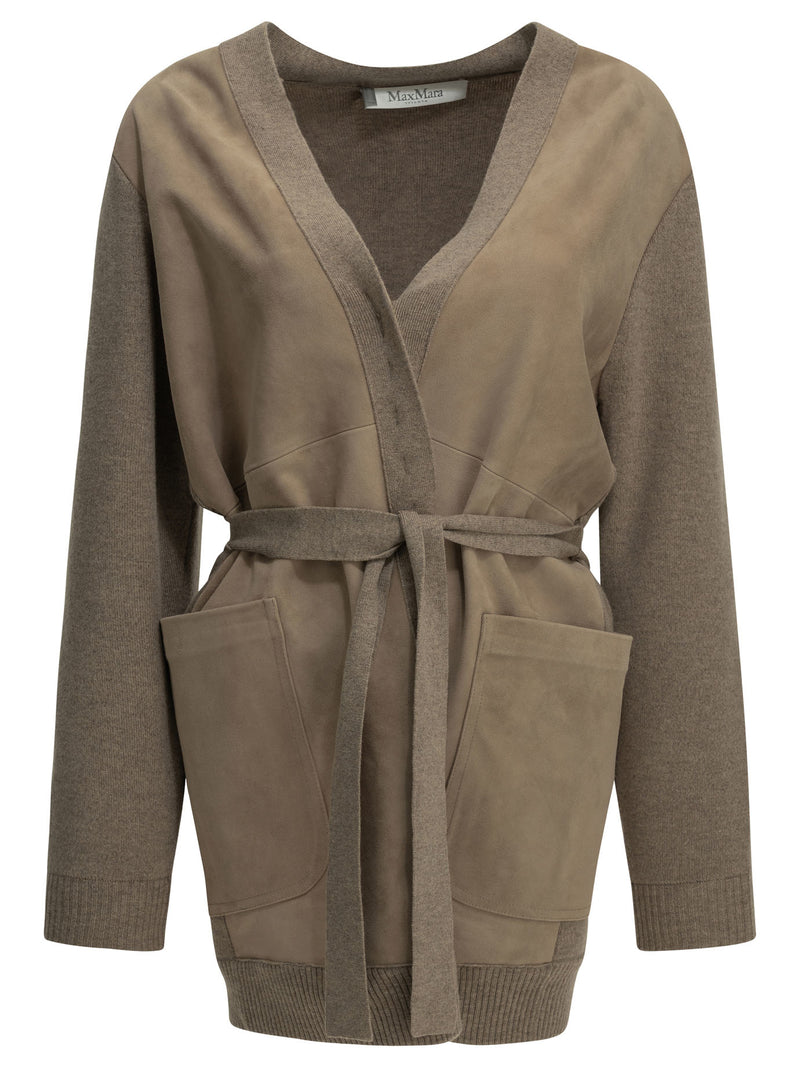 Max Mara Max Mara Wool and Cashmere Cardigan Beige - World Class Fashion
