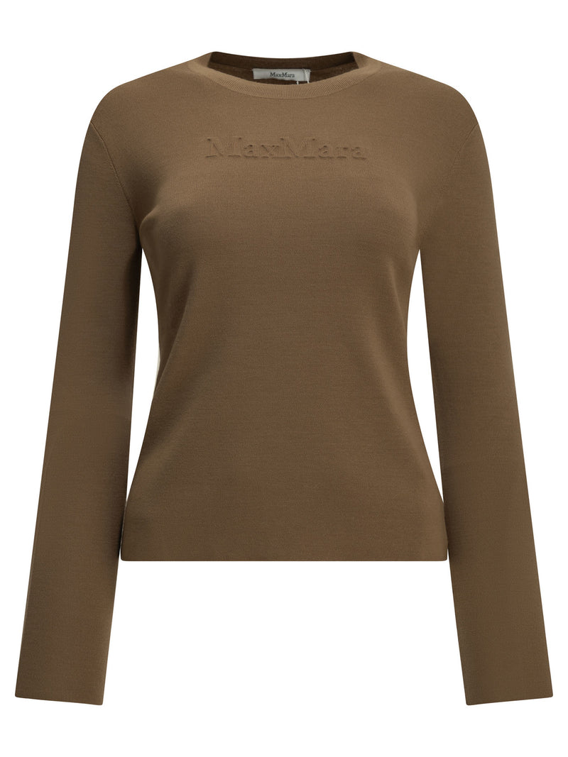 Max Mara Max Mara Virgin Wool Round-neck T-shirt Brown - World Class Fashion