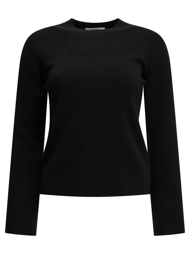 Max Mara Max Mara Virgin Wool Round-neck T-shirt Black - World Class Fashion