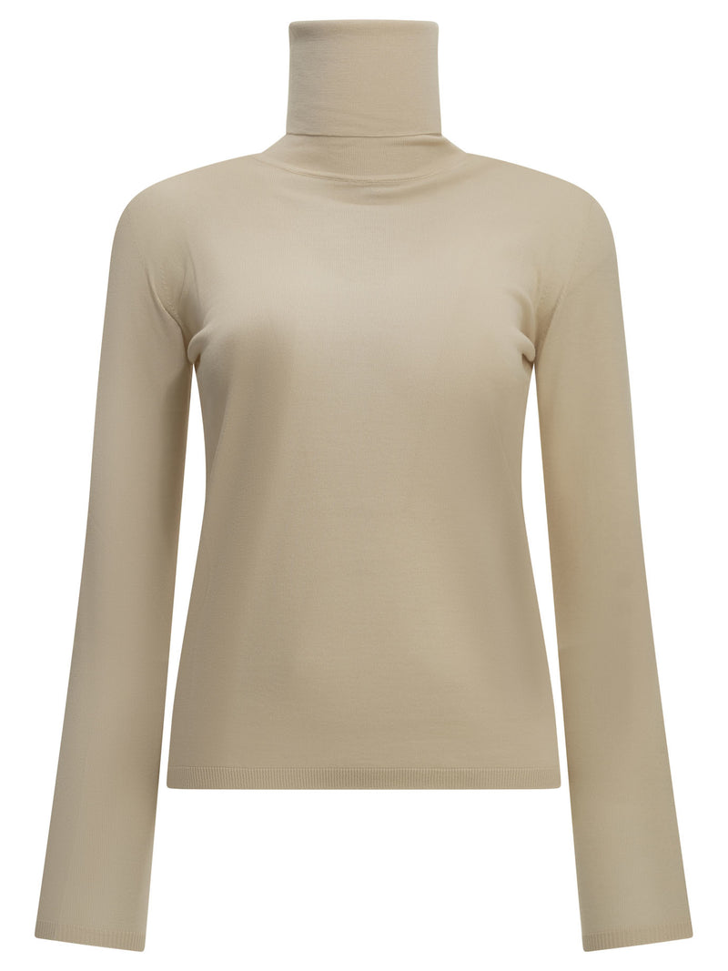 Max Mara Max Mara Virgin Wool Turtleneck Sweater Beige - World Class Fashion