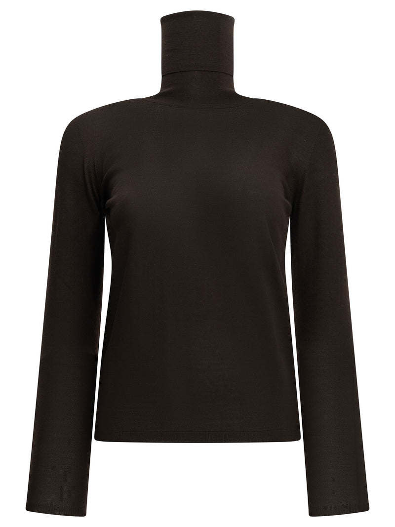 Max Mara Max Mara Virgin Wool Turtleneck Sweater Brown - World Class Fashion