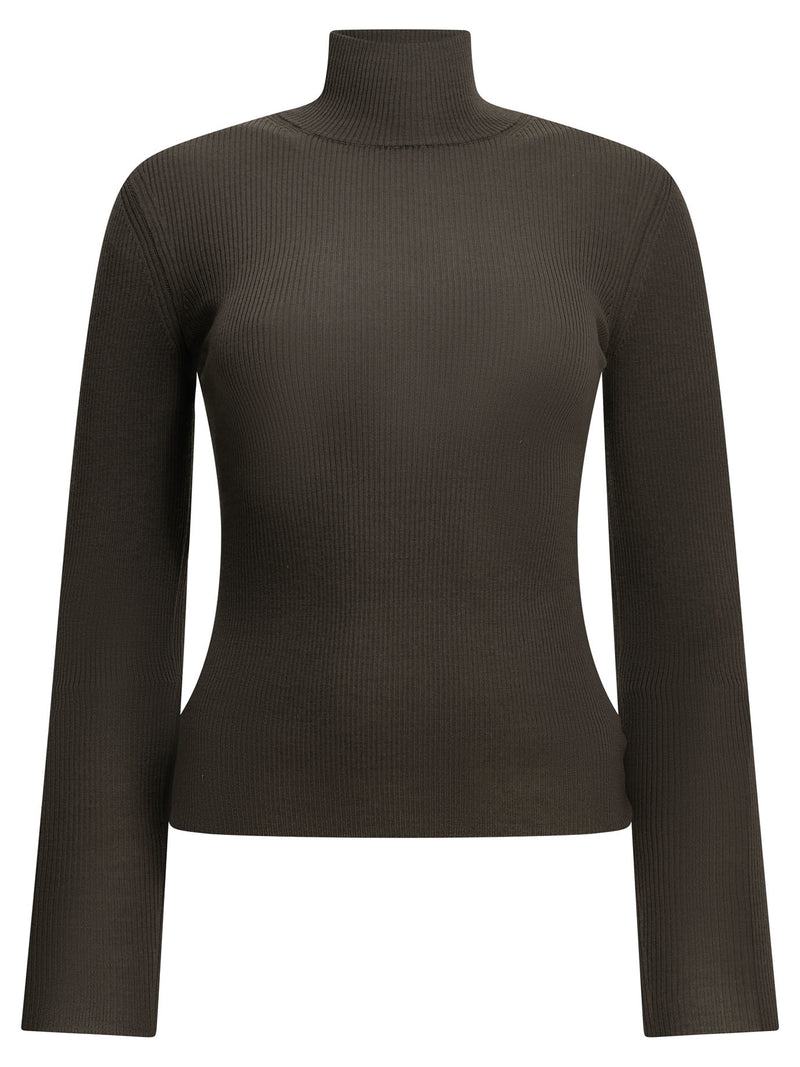 Max Mara Max Mara Virgin Wool Turtleneck Sweater Brown - World Class Fashion