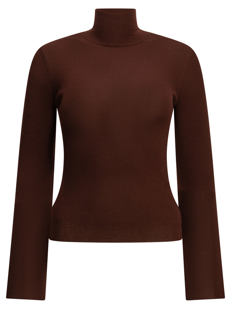 Max Mara Max Mara Virgin Wool Turtleneck Sweater Bordeaux - World Class Fashion