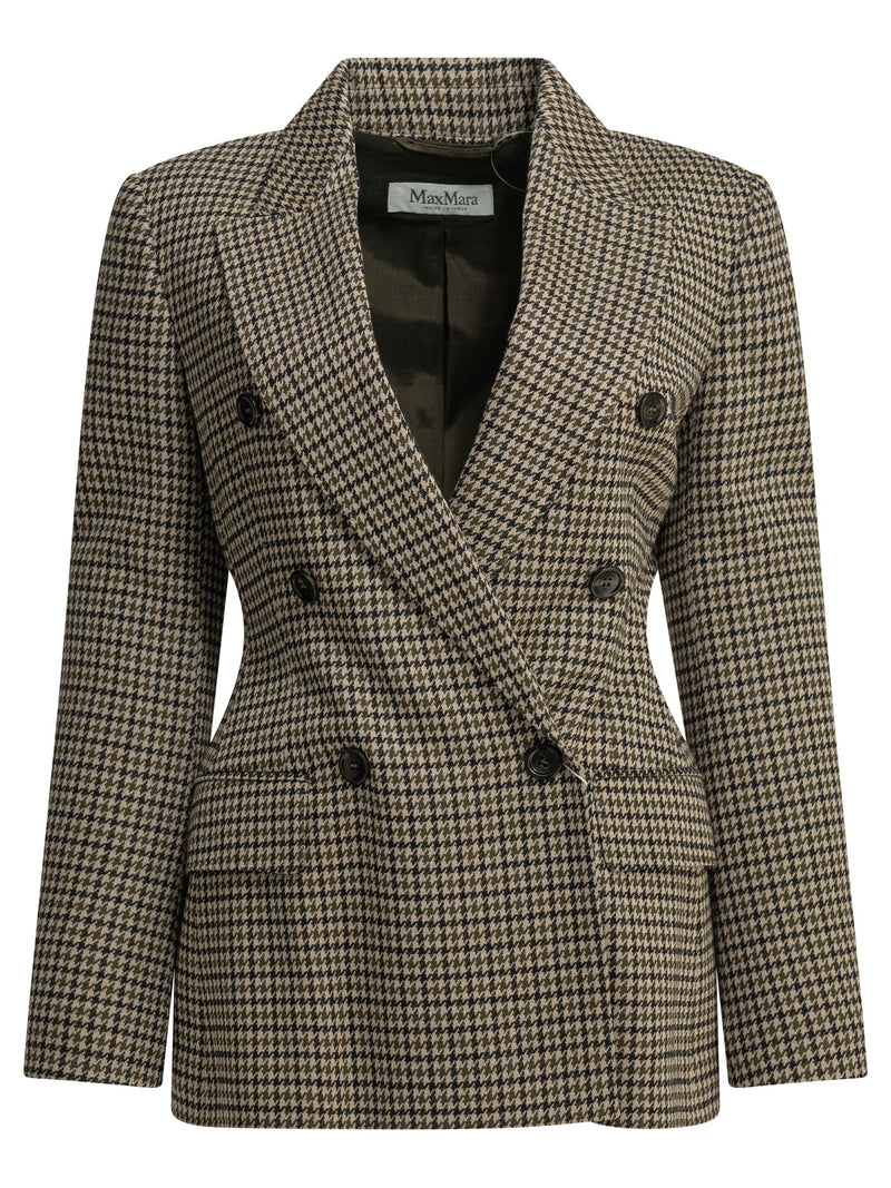 Max Mara Max Mara Double-breasted Houndstooth Blazer - World Class Fashion