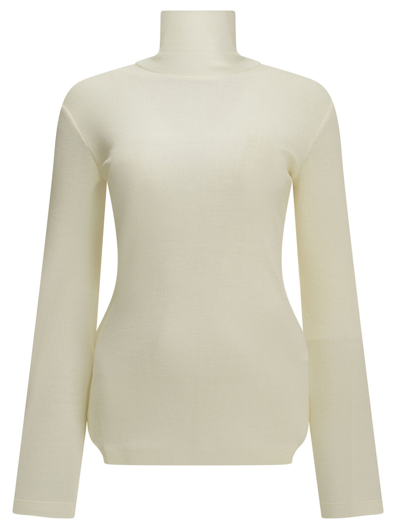 Max Mara Max Mara Wool Jersey Turtleneck Sweater White - World Class Fashion