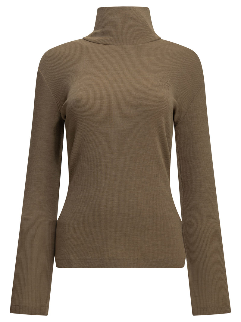 Max Mara Max Mara Wool Jersey Turtleneck Sweater Brown - World Class Fashion