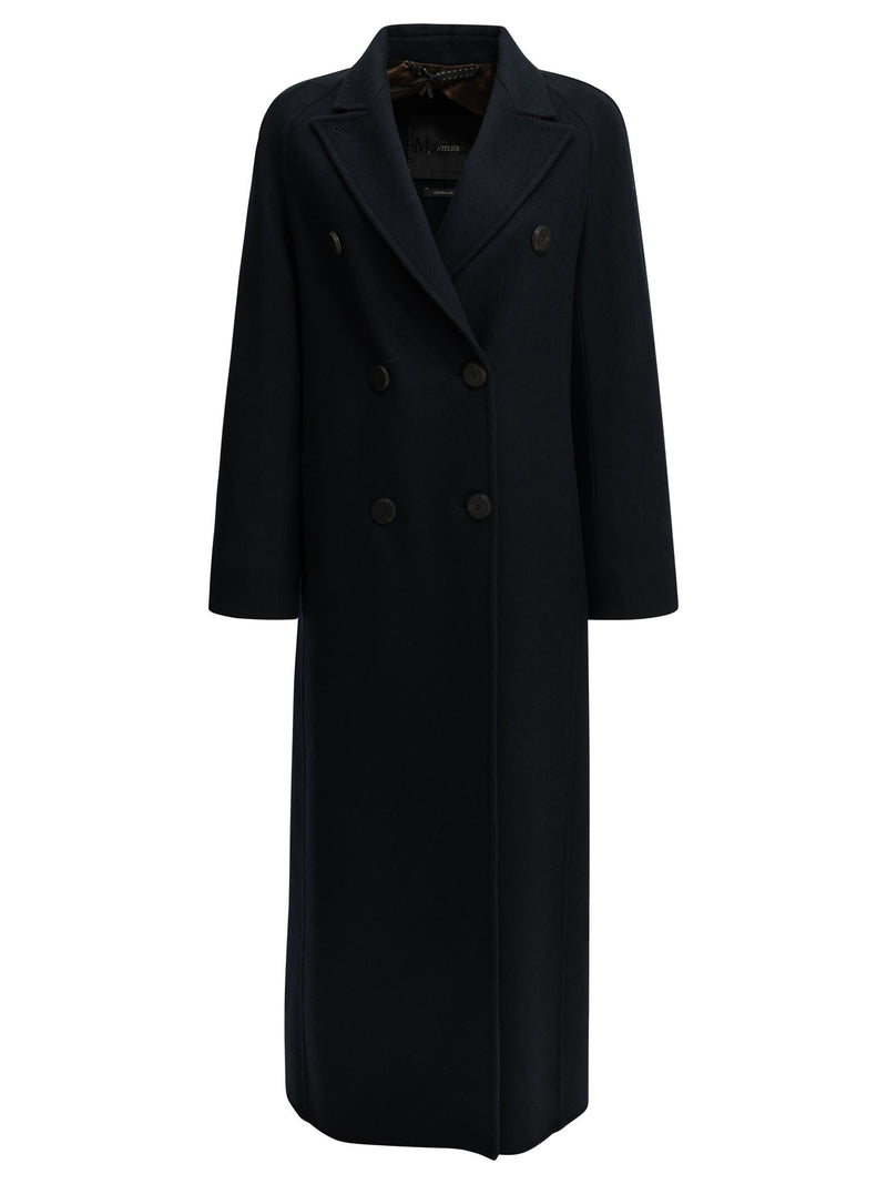 Max Mara Atelier Max Mara Atelier Long Double-breasted Cashmere Coat Blue - World Class Fashion