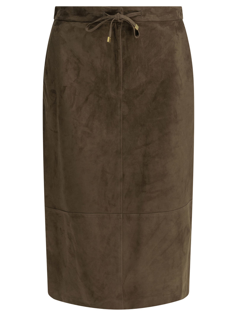 Max Mara S Max Mara S Suede Leather Midi Skirt - World Class Fashion