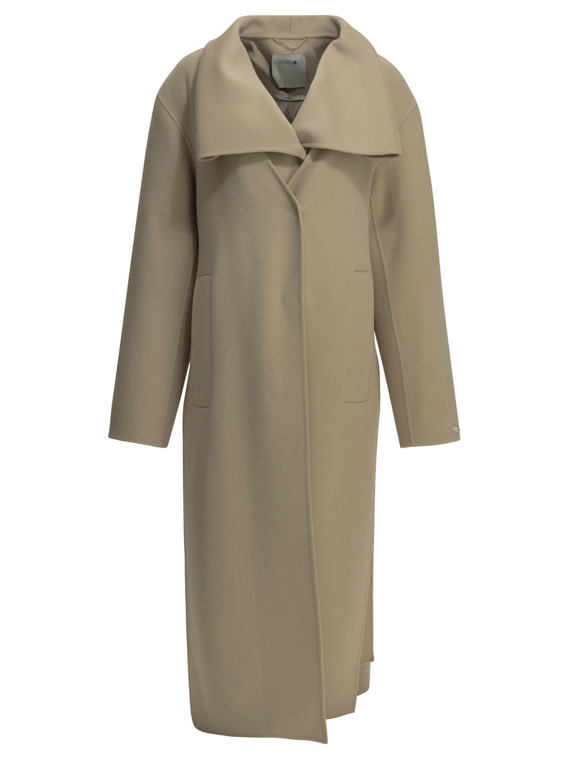 Max Mara Sportmax Max Mara Sportmax Long Virgin Wool Coat Beige - World Class Fashion