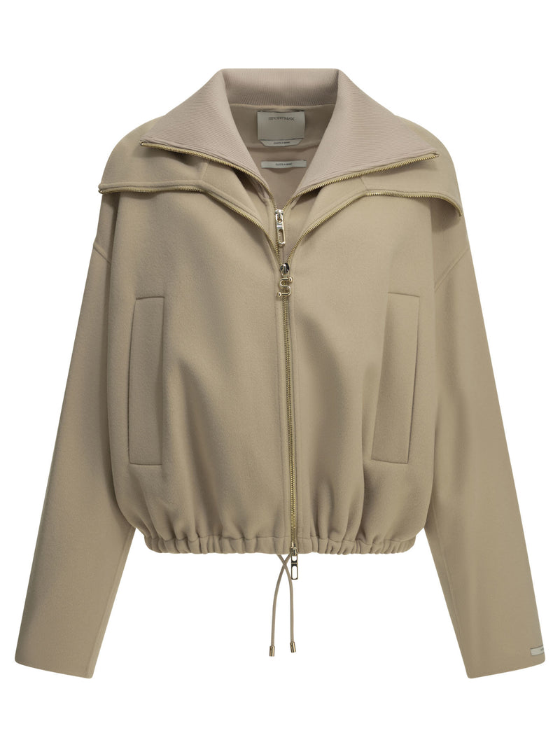 Max Mara Sportmax Max Mara Sportmax Virgin Wool Bomber Jacket Beige - World Class Fashion