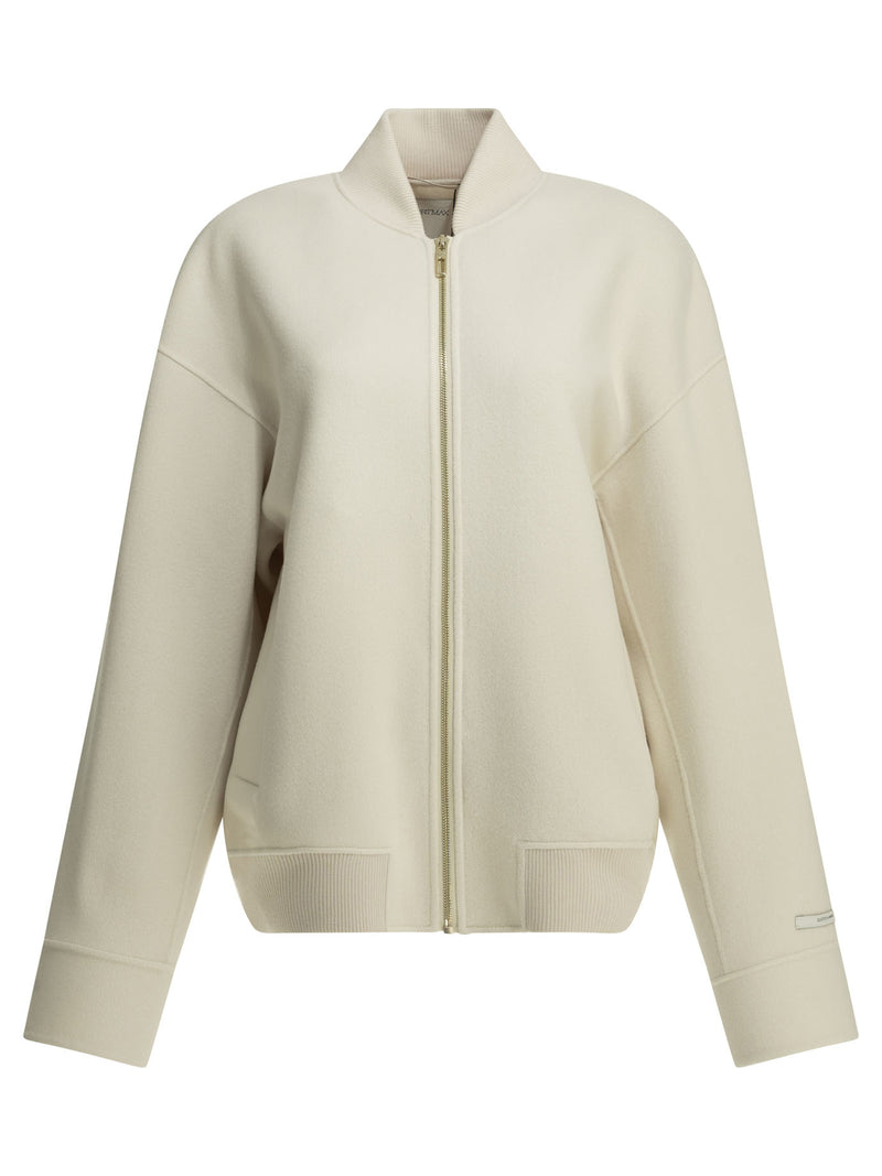 Max Mara Sportmax Max Mara Sportmax Virgin Wool Bomber Jacket White - World Class Fashion
