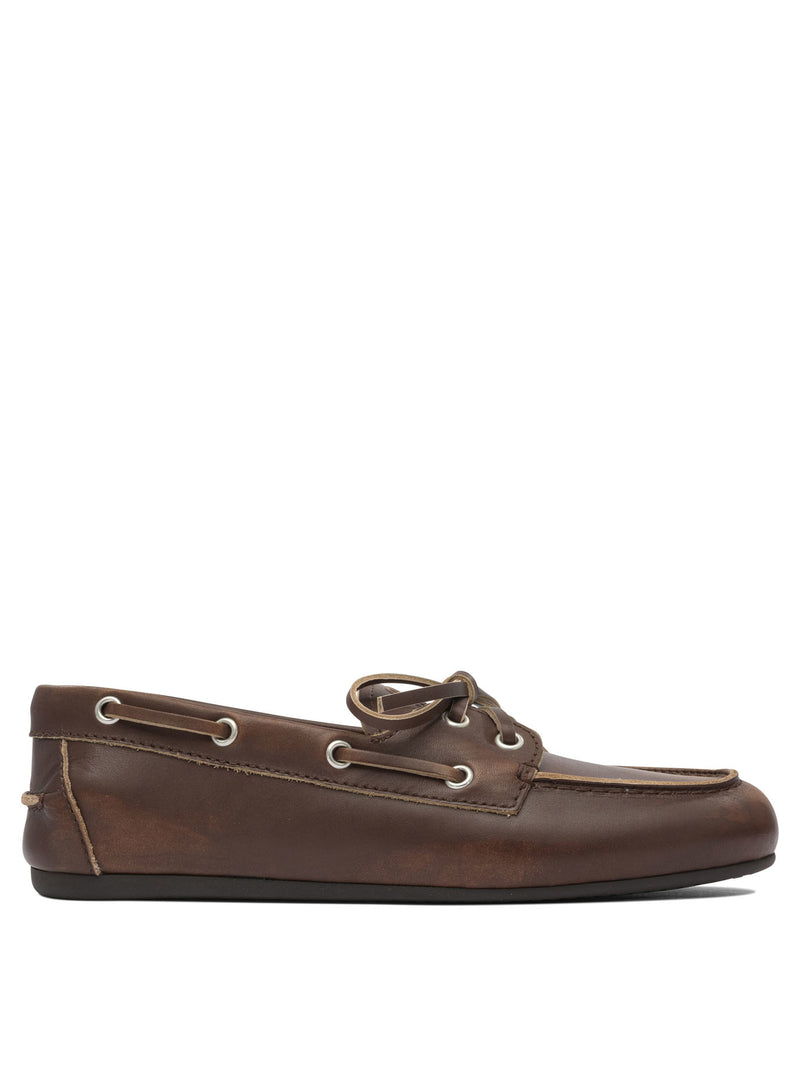 Miu Miu Miu Miu Lace-up Leather Loafers - World Class Fashion