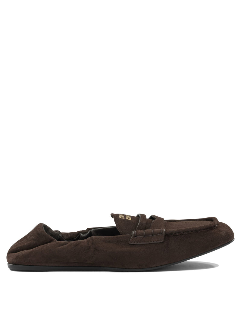 Miu Miu Miu Miu Ruches Loafers Brown Women - World Class Fashion