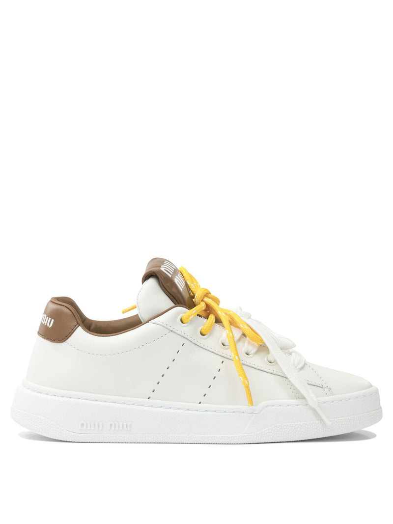 Miu Miu Miu Miu Low Top Leather Sneakers - World Class Fashion