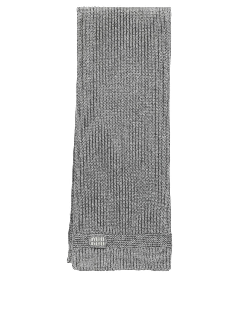 Miu Miu Miu Miu Wool and Cashmere Scarf Grey - World Class Fashion