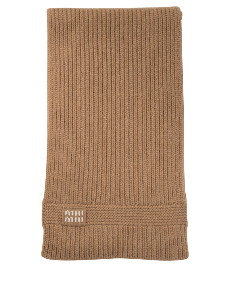 Miu Miu Miu Miu Wool and Cashmere Scarf Brown Women - World Class Fashion