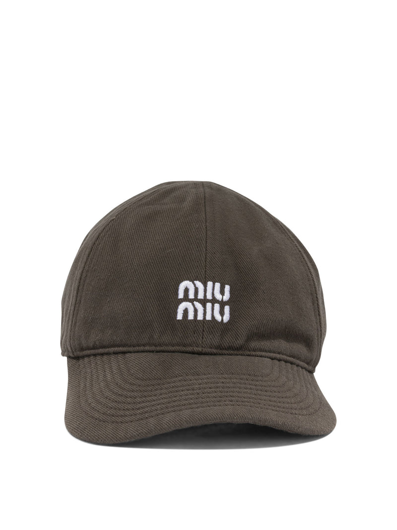 Miu Miu Miu Miu Baseball Cap With Logo Brown - World Class Fashion