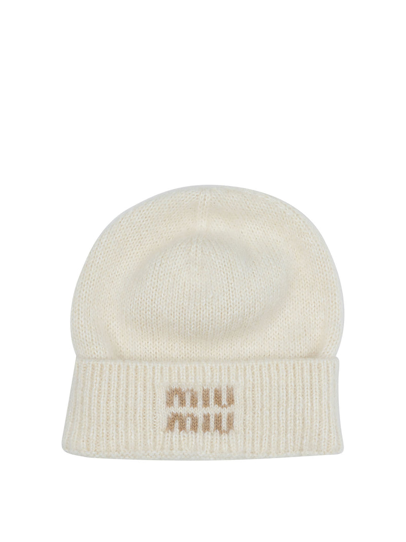 Miu Miu Miu Miu Mohair Beanie White Women - World Class Fashion