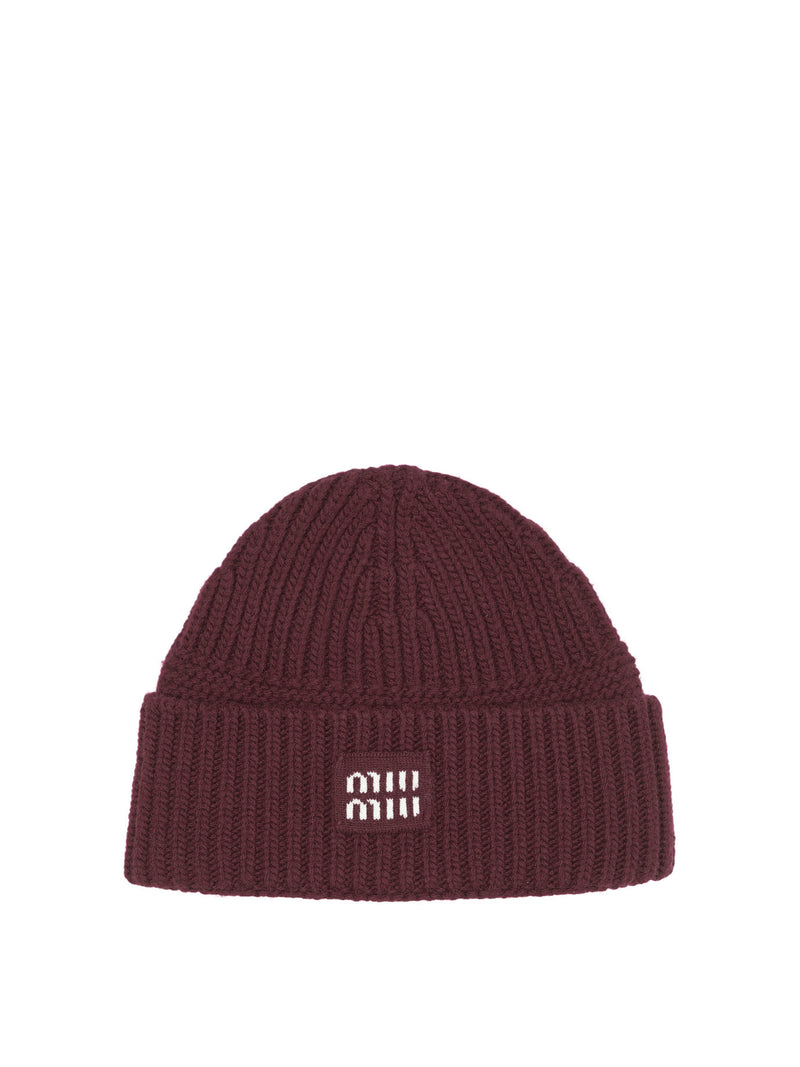 Miu Miu Miu Miu Wool and Cashmere Beanie Bordeaux - World Class Fashion