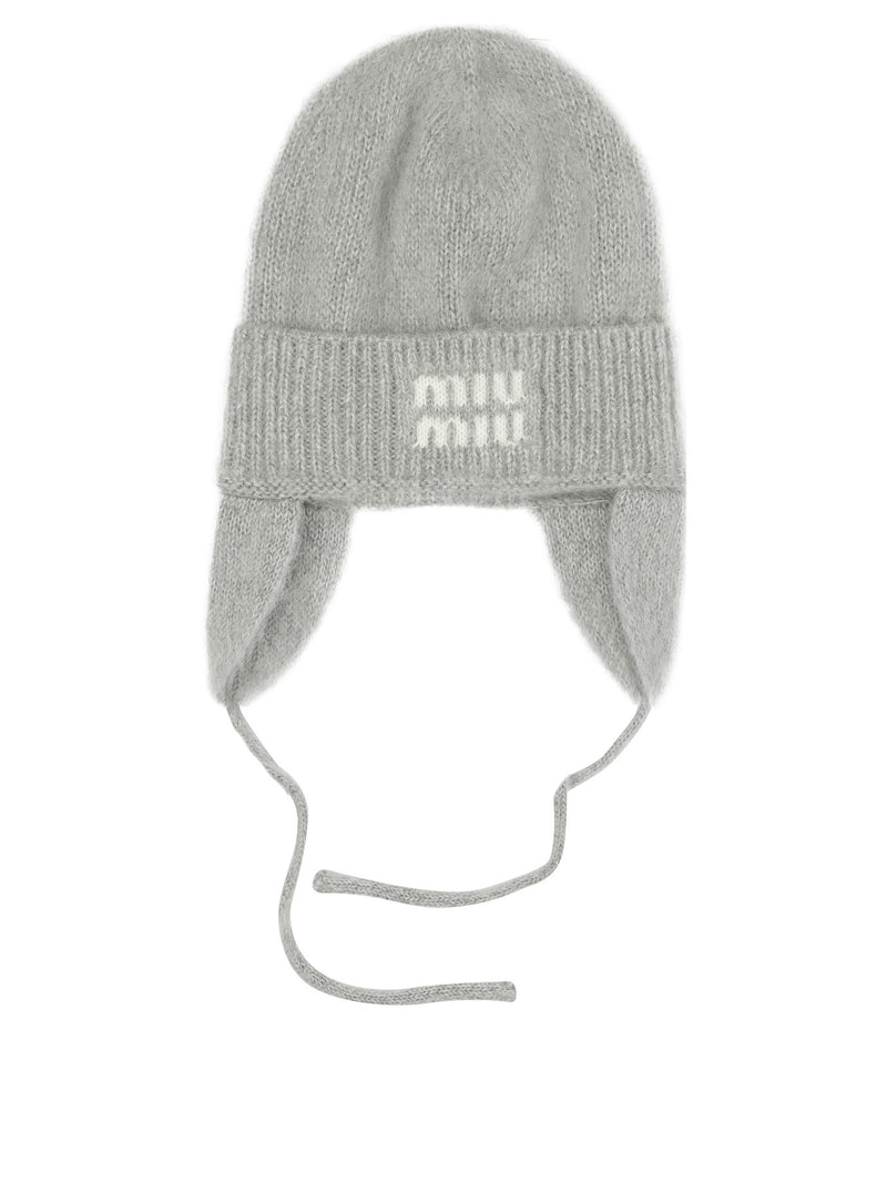 Miu Miu Miu Miu Beanie With Earflaps Grey Women - World Class Fashion