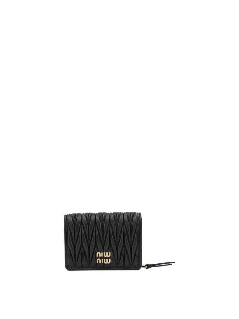 Miu Miu Miu Miu Quilted Nappa Leather Wallet Black - World Class Fashion