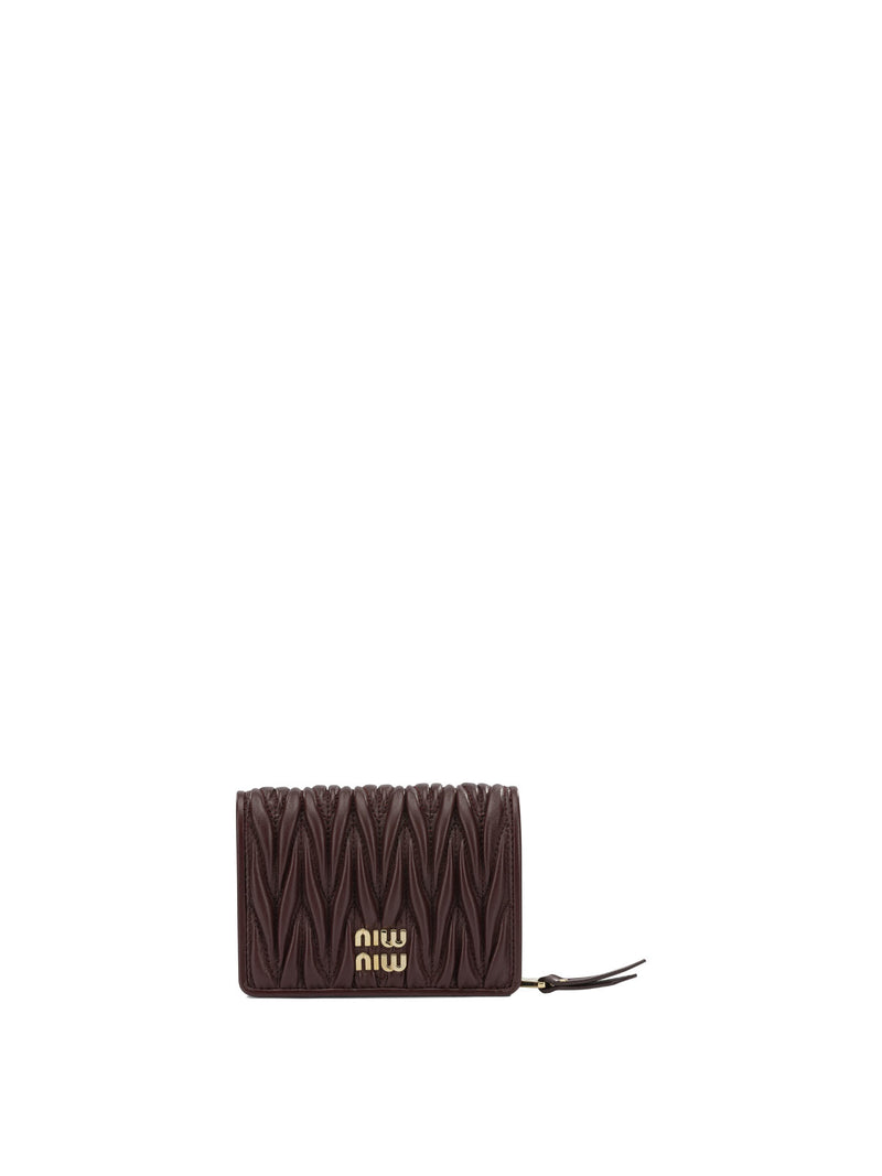 Miu Miu Miu Miu Quilted Nappa Leather Wallet Bordeaux - World Class Fashion