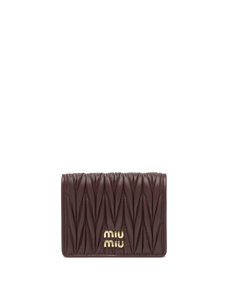 Miu Miu Miu Miu Nappa Leather Quilted Wallet Bordeaux - World Class Fashion