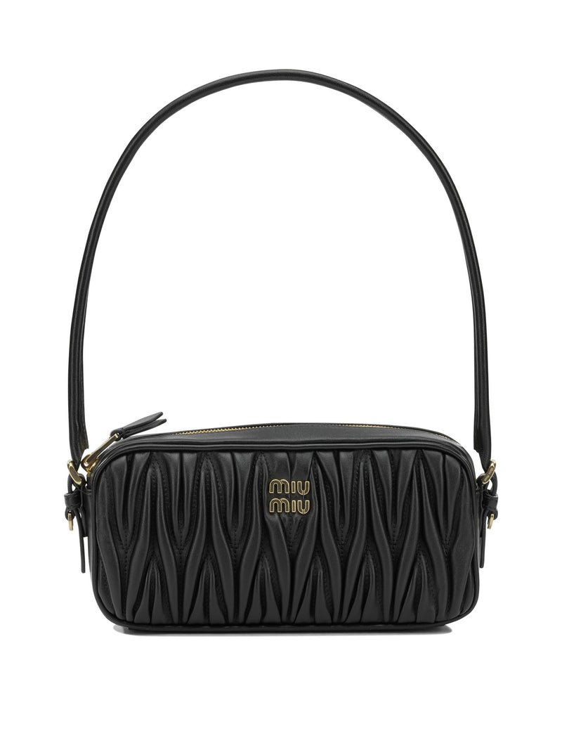 Miu Miu Miu Miu Small Quilted Leather Shoulder Bag Black - World Class Fashion