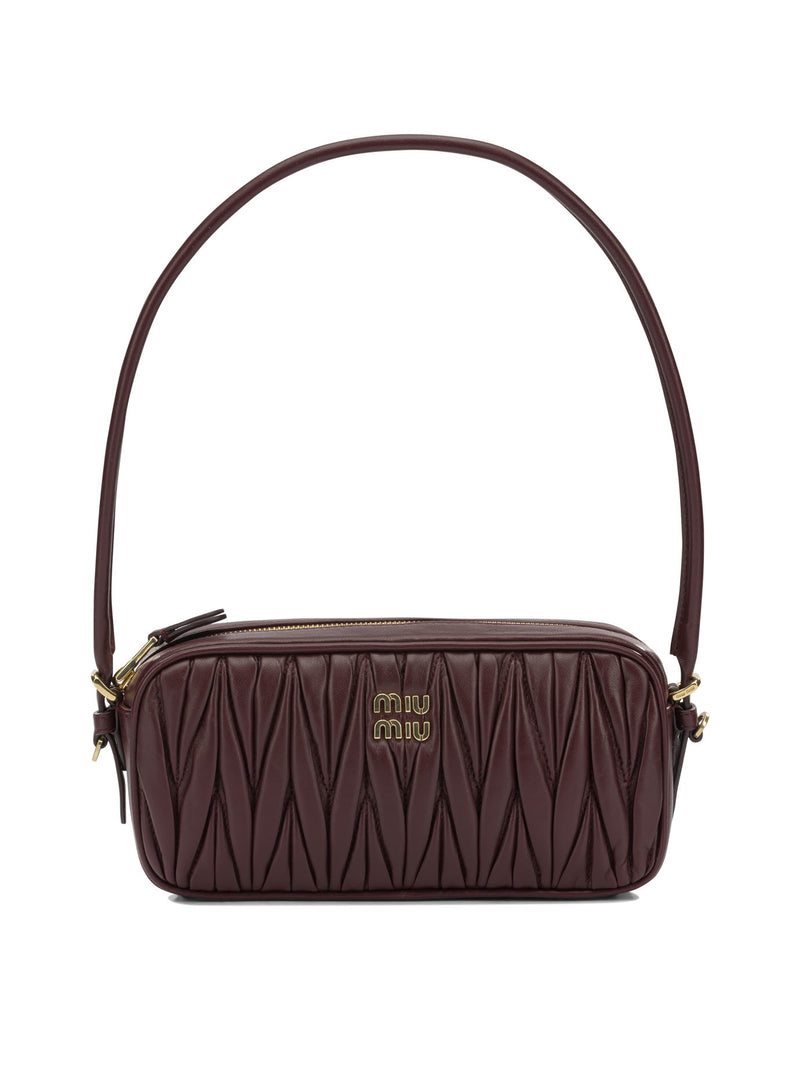 Miu Miu Miu Miu Small Quilted Leather Shoulder Bag Bordeaux - World Class Fashion