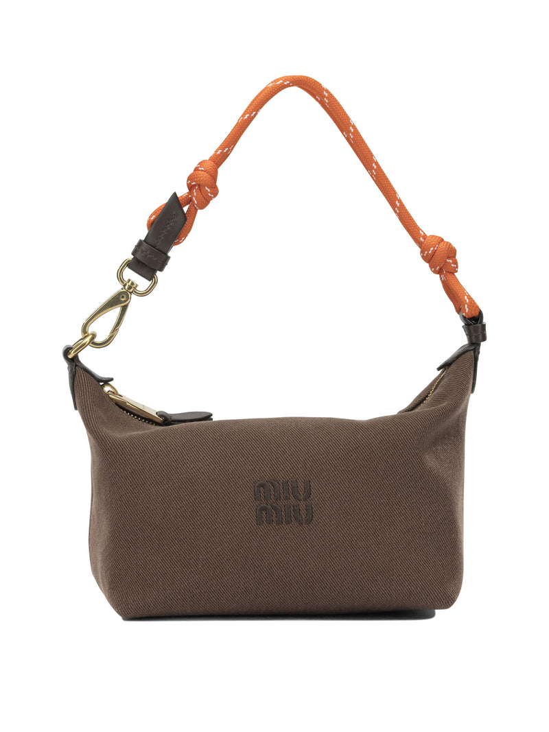 Miu Miu Bolso de hombro Miu Miu pequeño con logo marrón - World Class Fashion