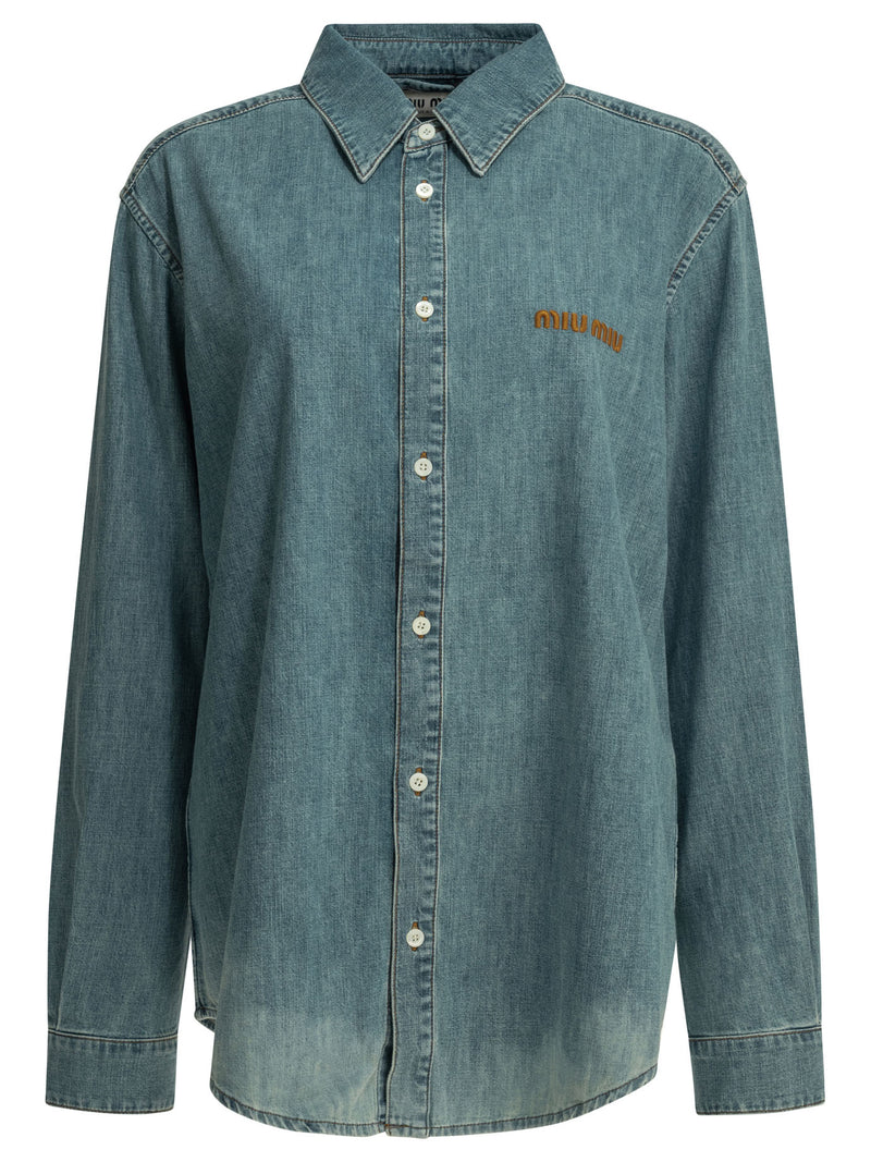 Miu Miu Miu Miu Casual Shirt Light Blue Women - World Class Fashion