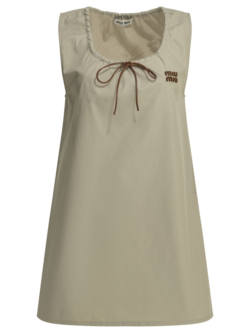 Miu Miu Miu Miu Short A-line Dress Beige Women - World Class Fashion