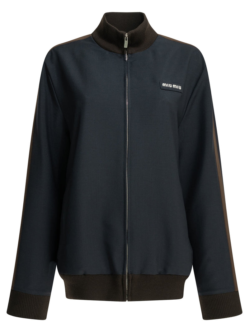 Miu Miu Miu Miu Kid Mohair Bomber Jacket Blue - World Class Fashion