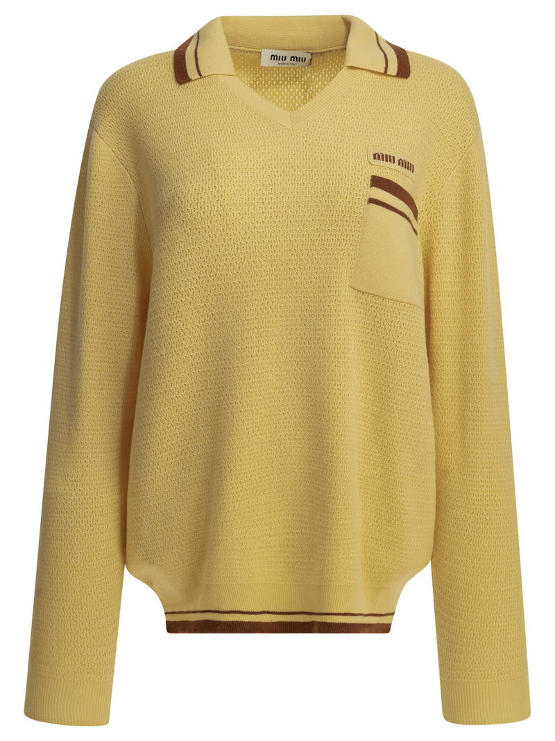 Miu Miu Miu Miu Polo Sweater With Logo - World Class Fashion