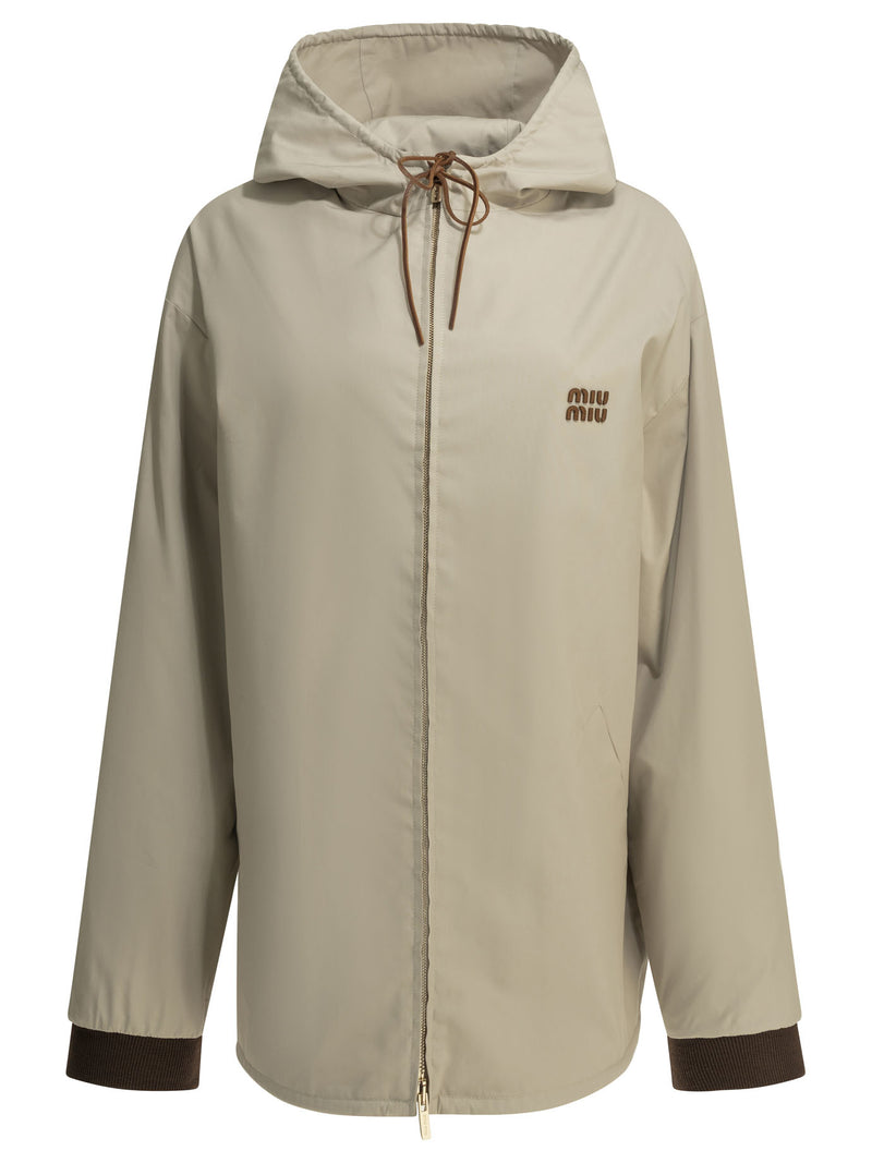 Miu Miu Miu Miu Chaqueta Panamá de Algodón Ligero Beige - World Class Fashion