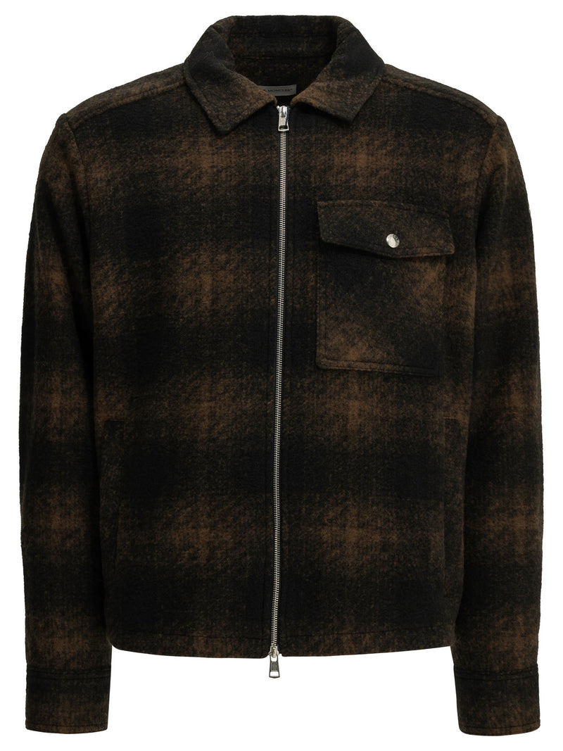 Moncler Moncler Checkered Overshirt Jacket Blue Men - World Class Fashion