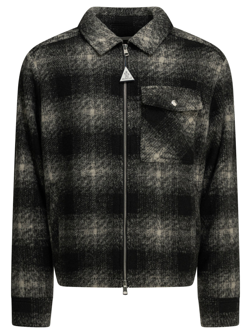 Moncler Moncler Checkered Overshirt Jacket Black Men - World Class Fashion
